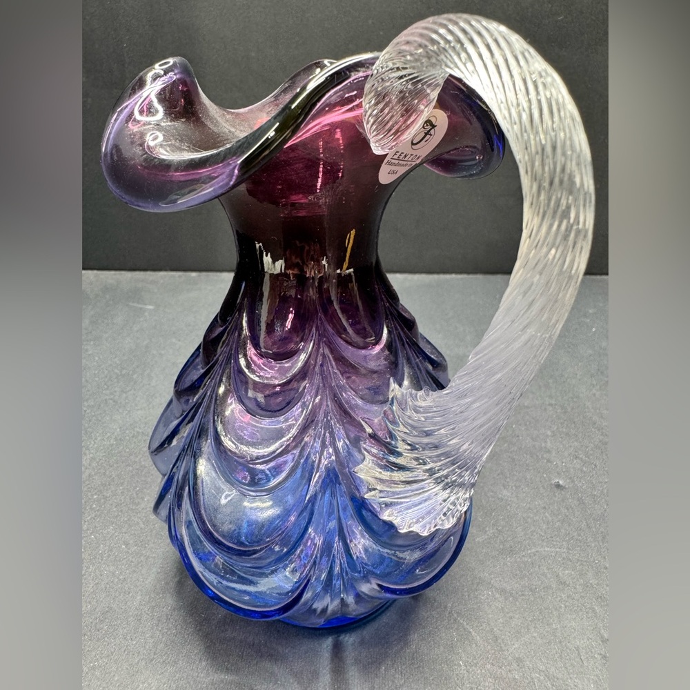 Fenton glass Mulberry drapery pitcher - Picture 4 of 7
